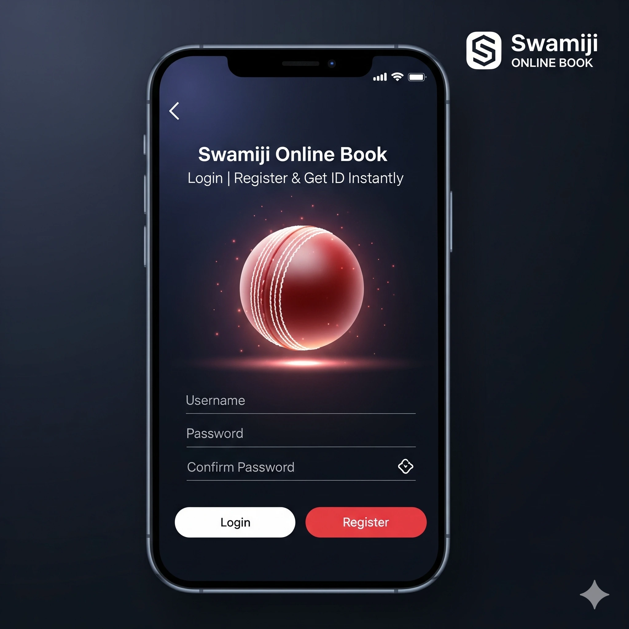 Swamiji Online Book login and register poster with mobile betting app