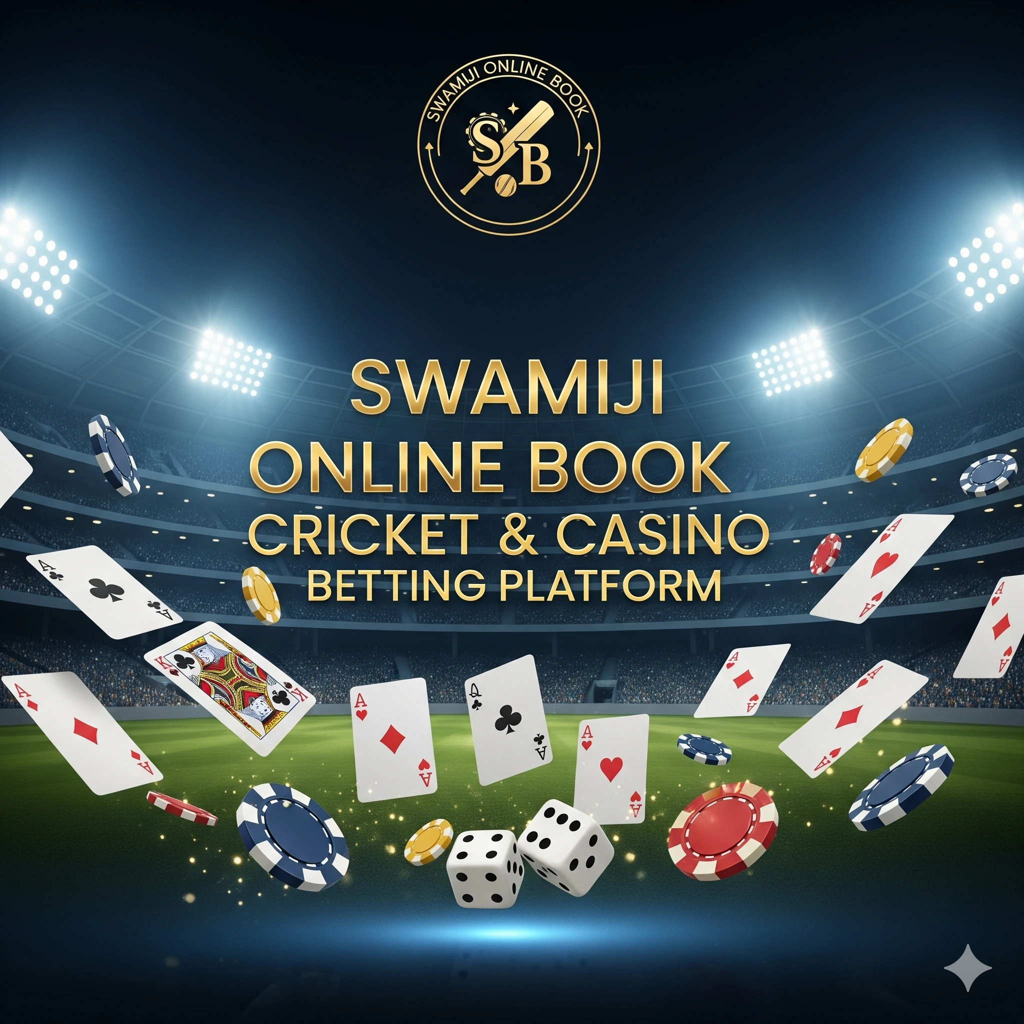 Swamiji Online Book official banner with cricket and casino background