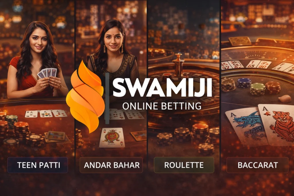 Swamiji online betting casino games including Teen Patti Andar Bahar Roulette and Baccarat